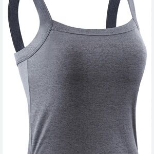 Neleus Exercise Top, Heather Grey, Built-in Bra, Size S, EUC‎